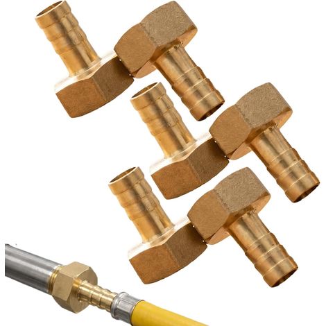 Lot de 6 raccords de tuyau 1/2" en laiton avec filetage intérieur pour tuyaux de 10 mm, adaptateur de tuyau pour raccord d'air comprimé et raccord hydraulique (1/5)
