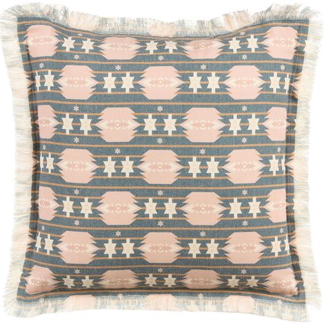 Coussin Moderne Imprimé avec Franges et Motif Géométrique 60 x 60 cm Multicolore Dianthus (1/5)