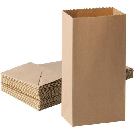 Lot de 50 petits sacs en papier kraft marron pour nourriture, cadeau, fête, Halloween, Noël, anniversaire, pâtisserie, friandises, sandwichs, 9 x 5.5 x 18 cm(S) (1/5)