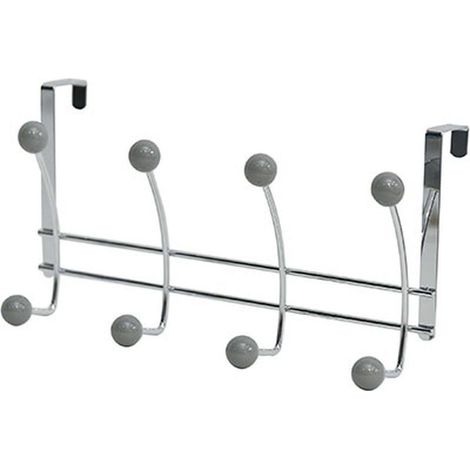 Kleiderhaken aus metall mit 8 keramikhaken - chrom grau - Tendance (1/2)