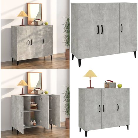 Sideboard Betongrau 90x34x80 cm Holzwerkstoff - Industrieller Sideboard - Holzsidesboard - Grau Sideboard - Wohnzimmer Sideboard - Regal Mit Türen - Home & Living (1/5)
