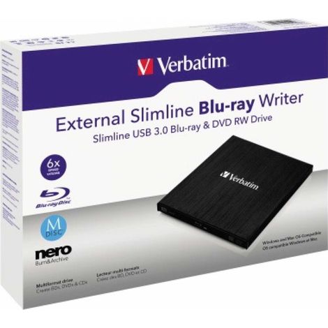 Verbatim External Slimline Optisches Laufwerk Blu-Ray RW Schwarz (1/5)