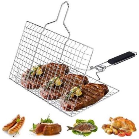 Grillkorb, Fischgrill, faltbarer Grillkorb aus Edelstahl 304 für tragbare Grills (1/5)