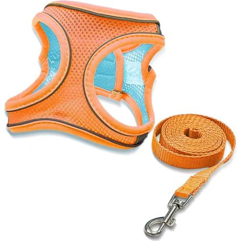 Gilet porta guinzaglio per animali domestici - Arancione - Circonferenza torace 28-32 cm (1/3)