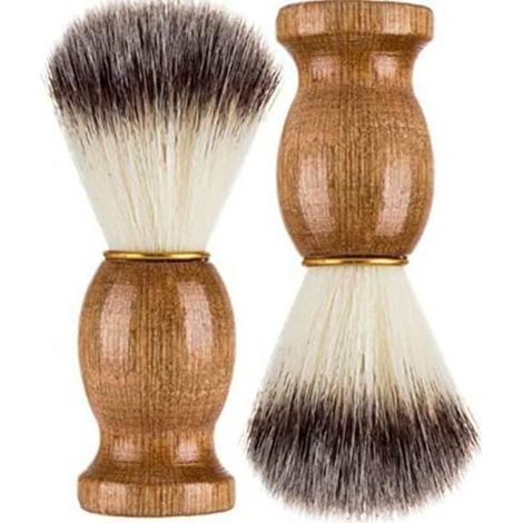 Pinceau de rasage pour homme en véritables poils de blaireau, tous types de peau, rasage professionnel et personnel, outil d'épilation en bois (1/4)
