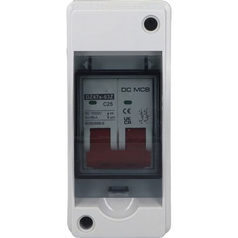 Disjoncteur DC Miniature 2P pour Système Photovoltaïque, Interrupteur Sectionneur IP65 Étanche DC1000V 25A (1/4)