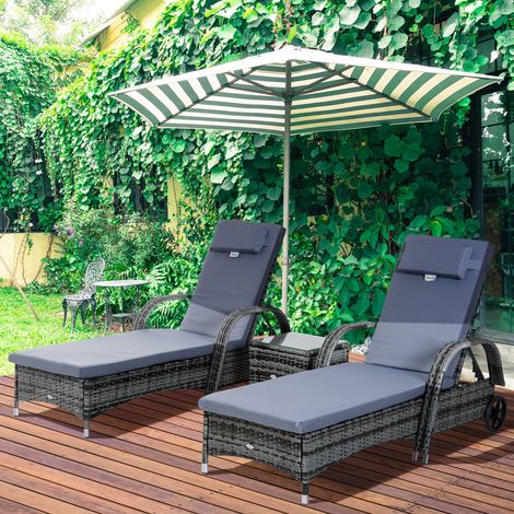 Sun Slong Ensemble de table de 3 meubles de jardin, polyrattan+gris métal