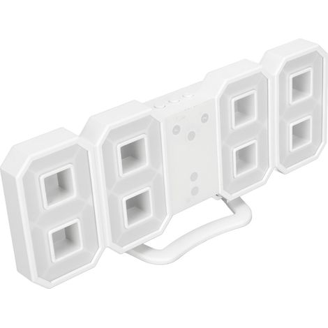Horloge murale numérique LED 3D avec luminosité réglable, fonction snooze, mémoire, affichage 12/24 heures (date, température, veilleuse), idéale pour le bureau ou la maison. (1/4)