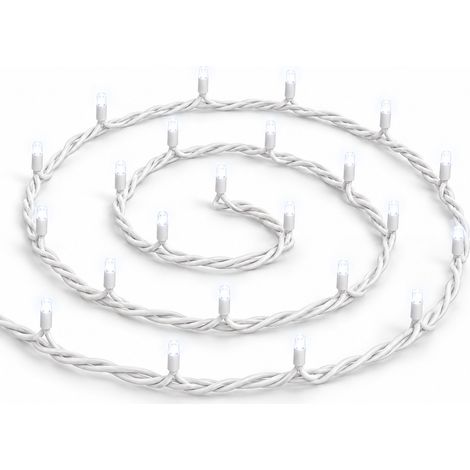 Guirlande lumineuse ETTROIT 100 LED, 10 m, lumière blanche, câble blanc, IP65, extensible, effet flash, guirlande de Noël, commerces, balcon (1/5)