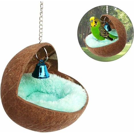 Natürlicher Kokosnuss-Nistkasten für Haustiere wie Papageien, Sittiche, Nymphensittiche, Conures, Kanarienvögel, Finken, Tauben, Hamster, Ratten, Rennmäuse und Mäuse – Fei Yu