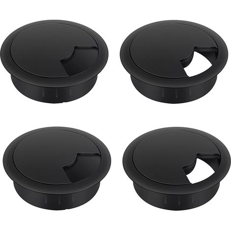 Lot de 4 chemins de câbles en plastique noir avec passe-câbles de 60 mm de diamètre (1/5)