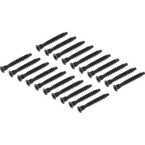 20Pcs M6.3x50mm Vis à Tête Fraisée à Embase Hexagonale Autotaraudeuse pour Connexion en Acier au Carbone Vis De Meuble Confirmat, Noir (1/5)