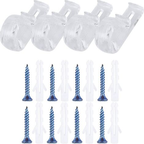 Ensemble de 4 crochets de positionnement transparents pour stores vénitiens de 50 mm, crochets pour cordons de rideaux et accessoires de fixation pour rideaux