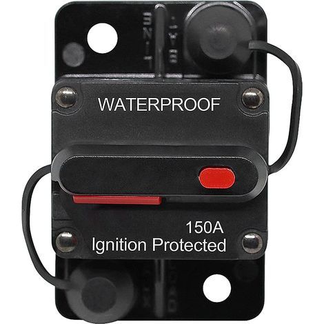 Disjoncteur de Voiture 30A - 150A, DC 12V - 48V Disjoncteur Étanche avec Réinitialisation Manuelle pour Moteur Auto Voiture Marine Bateau Vélo Stéréo Audio, 150A (1/5)