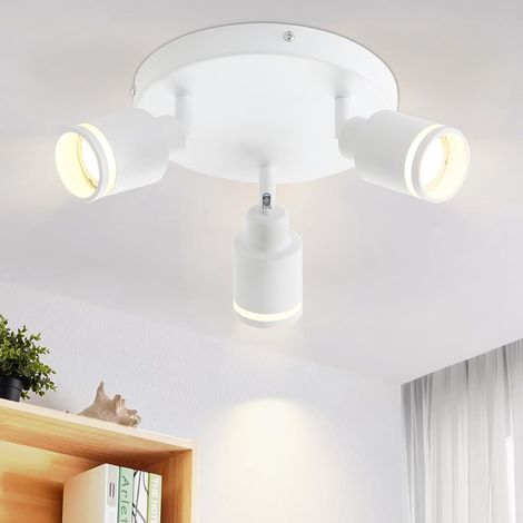 ZMH Plafonnier Plafonnier Moderne 3 Ampoules : Spots de Plafond Pivotants GU10 Plafonnier Lampe de Cuisine Métal Blanc Lampe de Couloir Ronde pour Couloir Bureau Salon Chambre sans Ampoule (1/5)