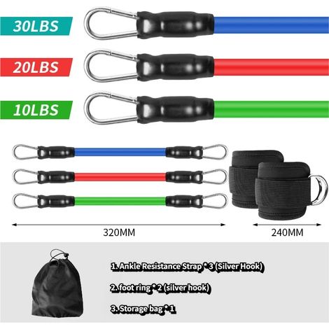 Bandes de résistance – adaptées à tous les sports sangles de cheville incluses améliorent la puissance, l'agilité, la force et l'endurance (1/5)