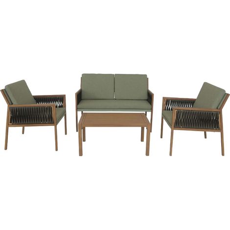 [NEUWERTIG] Garten-Garnitur HHG-102, Gartenlounge Lounge-Set Sitzgruppe Sofa, Polyrattan Olefin (210 g/m²) grün (1/5)