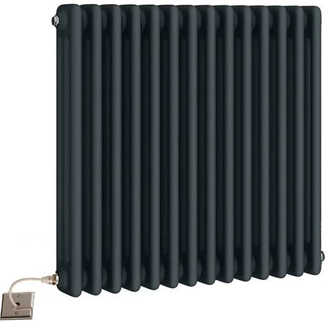 Traditional Electric Anthracite 3 Column Radiators 600mm high 425mm wide (1/2)