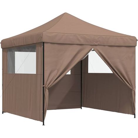 Tente de réception marron, 292 x 292 x 315 cm, toile Oxford. (1/5)