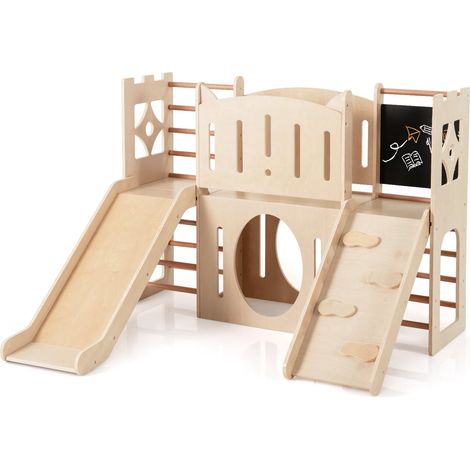 Parque infantil de madera 8 en 1 para interiores con tobogan y escalera 227458836 227458836 (1/5)
