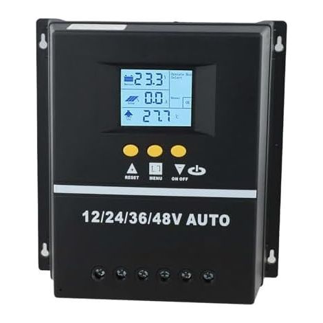 150A MPPT solar charge controller with LCD screen for 12V/24V/36V/48V battery systems, dual USB ports and automatic voltage detection for efficient energy management (1/4)