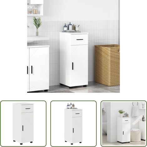 vidaXL Meuble salle de bain -  Cabinet de salle de bain Blanc brillant 30 x 35 x 80 cm (1/5)