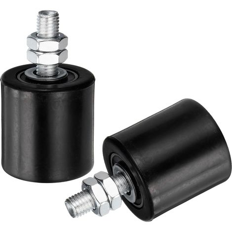 Galet Guide Portail Coulissant 48x50mm, M12 Roulette Nylon Guide au Sol Porte Grange Coulissante, Roue Universel Roulement à Billes Scellé Portail, Noir (1/5)