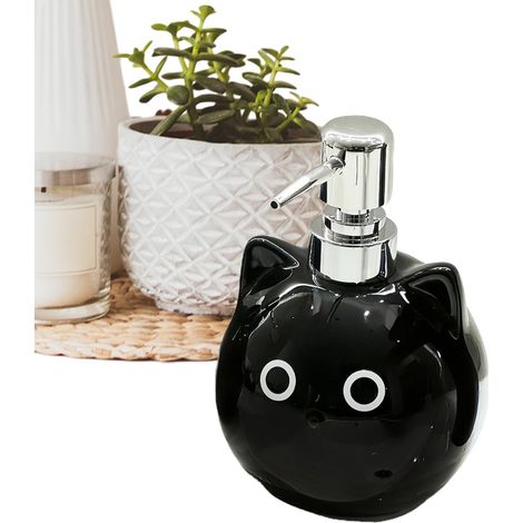 soap dispenser Black cat ceramic container large 480ml