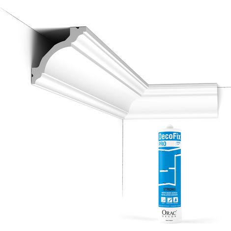 Pack 10 mètres Corniches Plafond C213 avec colle - Orac x Cimaises-et-plus - 8x8x200cm (h x p x L) - moulure décorative polyuréthane