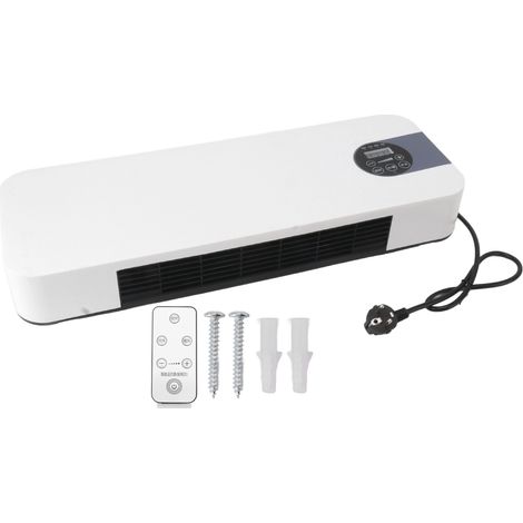 Radiateur mural électrique ventilé avec télécommande, chauffage d'appoint ABS compact 60x21cm, silencieux et économe en énergie pour salle de bain (1/5)