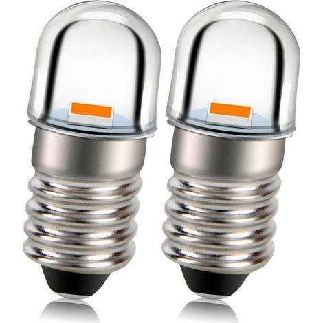 Ampoule LED E10 12V Jaune 2525 1SMD Chip 100LM Remplacement d'ampoule LED pour Flashlights Torche Lumière Terre Négative Paquet de 2