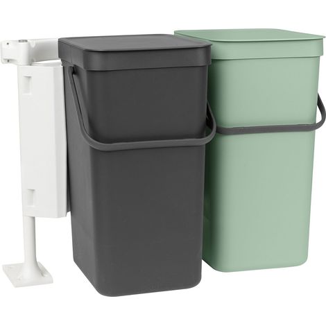 Mülleimer brabantia 2 Fächer 16 Liter Jadegrün Grau (1/5)