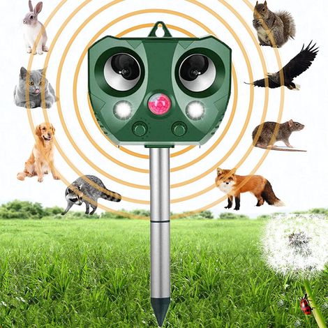 BEBUSINGOTO Katzenabwehr für draußen, Solar-Ultraschall-Katzenabwehr, 6 einstellbare Frequenzmodi, Hundeabwehr mit USB-Aufladung, leistungsstarkes Anti-Katzen-Gerät für draußen für Gärten, Felder (1/5)