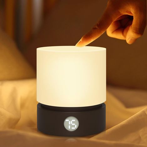 Veilleuse avec minuterie, lampe de chevet LED à intensité variable, veilleuse pour enfants et bébés, rechargeable, marron (1/5)