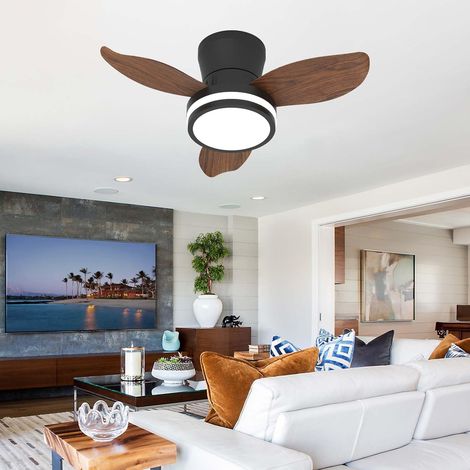 Ventilateur de plafond intelligent de 65 cm avec lumière,Vinage de bois foncé télécommande via application, LED à intensité variable, 6 vitesses (1/5)