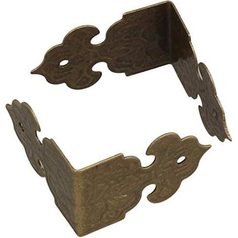 MroMax Lot de 12 équerres décoratives d'angle vintage en bronze