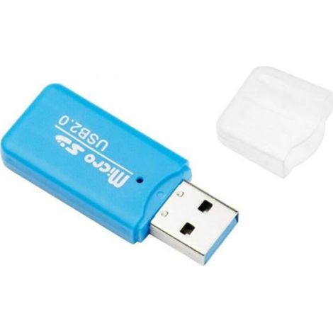 Lecteur De Carte TF - Adaptateur USB 2.0 - Pour Ordinateur Portable Et PC - Bleu - 1 Pièce