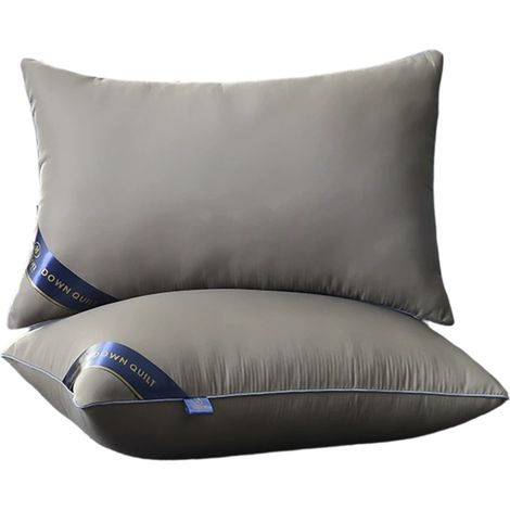 Oreillers de lit de qualité hôtelière, lot de 2 oreillers doux et offrant un bon soutien, en coton doux pour la peau, gris (1/5)