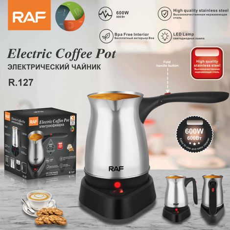Cafetière électrique turque en acier inoxydable avec poignée, 500 ml, bouilloire traditionnelle