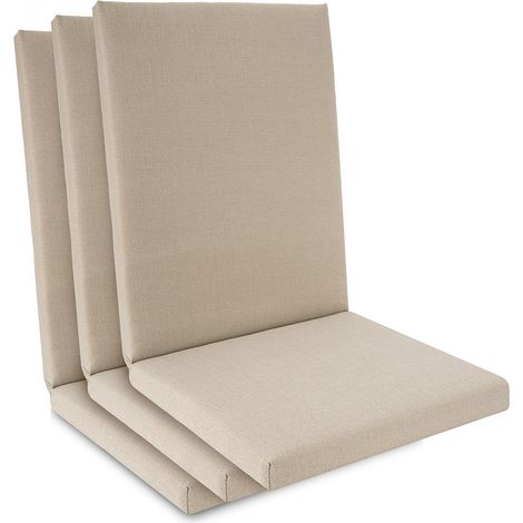Lot de 3 coussins de chaise basse étanches 100x50x5,5cm Beige (1/5)