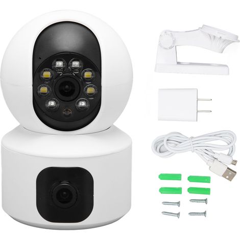 Caméra de surveillance sans fil 2.4G WiFi double objectif, vision nocturne couleur HD, détection de mouvement, talkie‑walkie bidirectionnel, prise US 100‑240V (1/5)