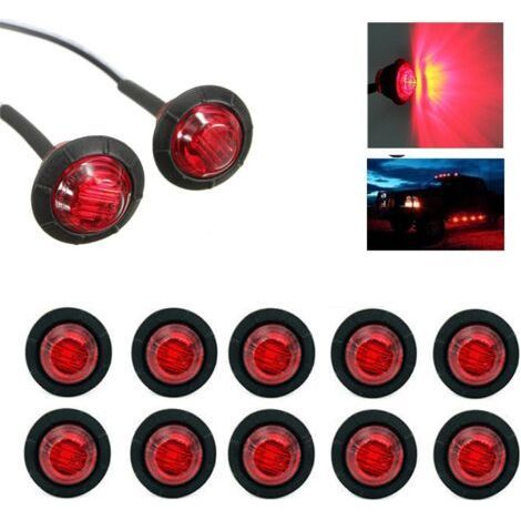 Feux de gabarit latéraux à LED 3/4 pouces, 10 pièces ambre + 10 pièces rouges, pour remorque, camion, camping-car, voiture, bus, fourgonnette (lot de 20) (1/4)