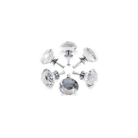 6 poignées en cristal,poignées de porte d'armoire à tiroir en cristal de diamant de 30 mm,poignées de porte en verre de cuisine,armoires de rangement et coiffeuses pour cuisines à domicile et bureaux (1/5)
