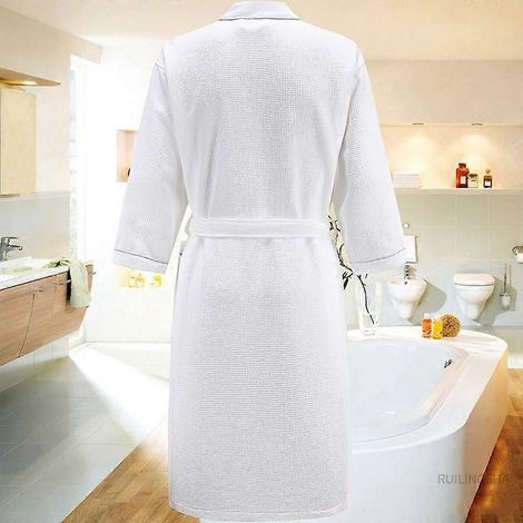 Peignoir kimono en pur coton pour homme, style hôtel cinq étoiles  peignoir éponge grande taille  peignoir gaufré pour homme  nuisette longue pour femme. (1/5)