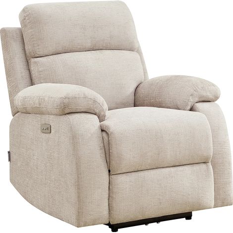 Poltrona relax elettrica massaggiante in tessuto ciniglia beige - KOCENI (1/5)