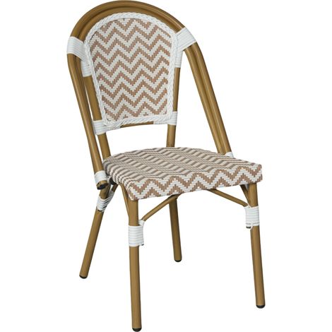 Sedie da giardino Impilabili Mobili Rebecca Cyperus 85x46x57 Alluminio PCV, PET Marrone Bianco Classico SET 2 pezzi