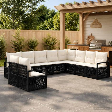 Set Divano da Giardino 10 pcs Nero polyrattan vidaXL (1/5)