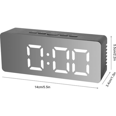 Réveil électronique numérique multifonction à LED de bureau avec miroir de maquillage (1/5)