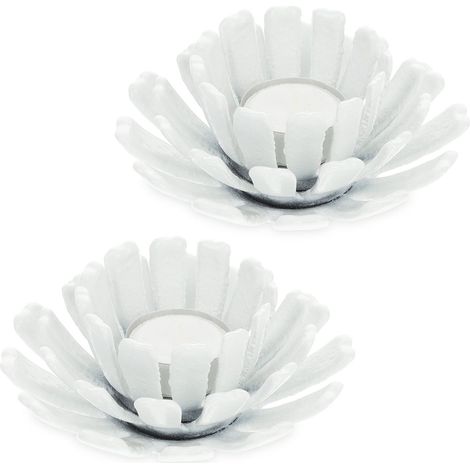 Juego de 2 portavelas con forma de flor