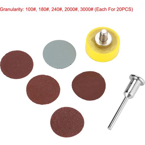 Ortviai Disques abrasifs ronds 1 pouce (25,4 mm) – 100 pièces (20 unités par grain : 100/180/240/2000/3000) – Oxyde d’aluminium (1/5)